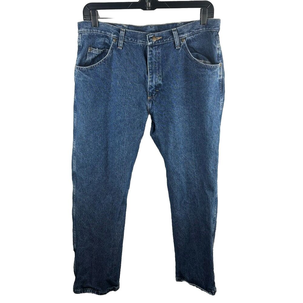 Wrangler Jeans Men's 38 x 29 Regular Fit 100% Cotton Blue Denim